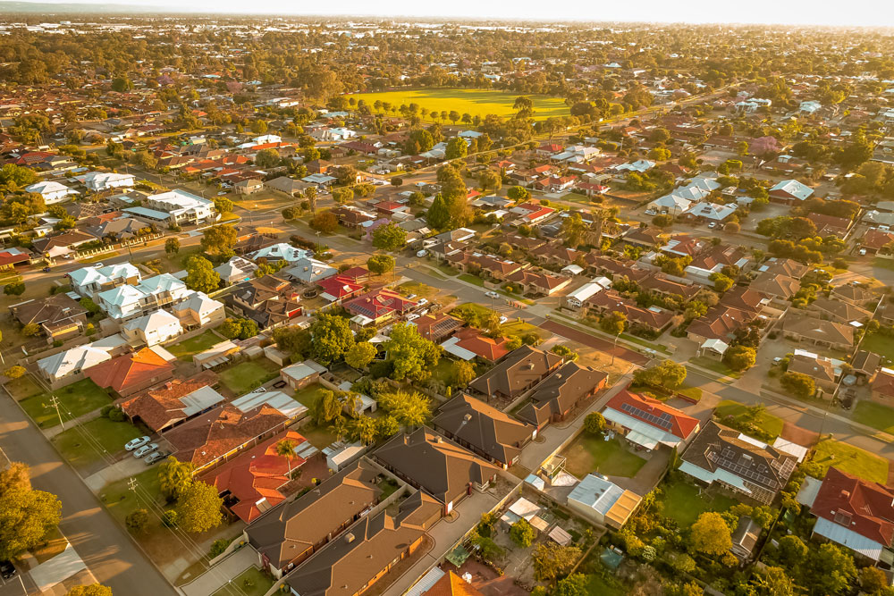 A drone shot of Perth residential property