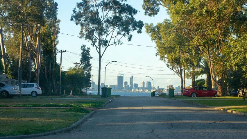 Perth Skyline viewed from southern suburb